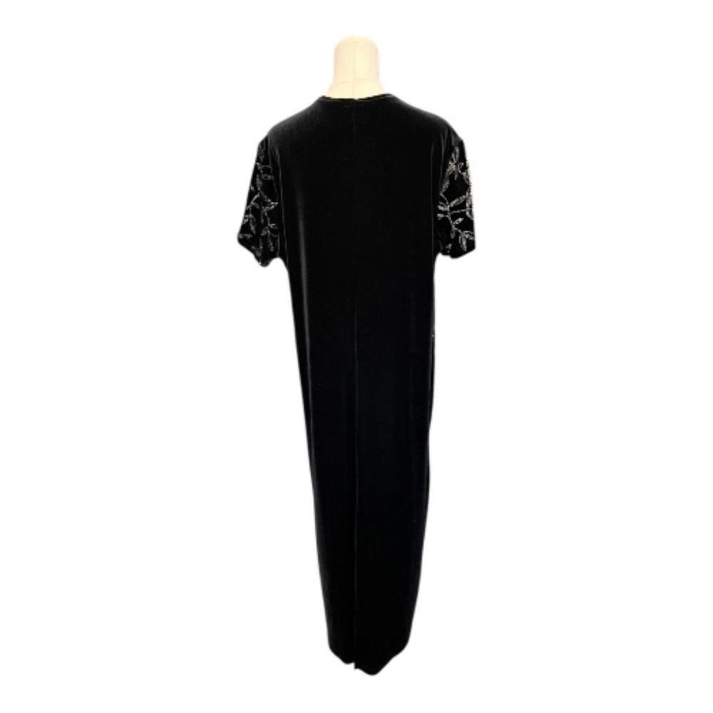 ✨ EUC KATHIE LEE COLLECTION Black Silver Metallic Velour Dress | Sz XL - Picture 7 of 12